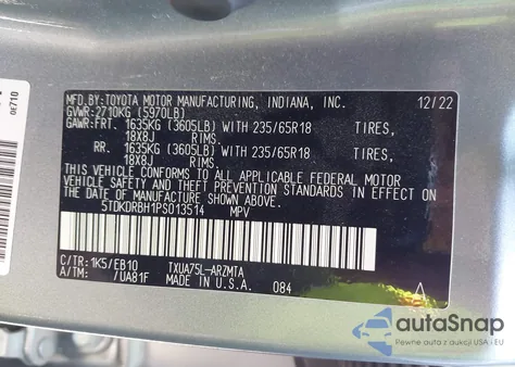 2023 Toyota Highlander Xle from USA, damaged, VIN 5TDKDRBH1PS013514